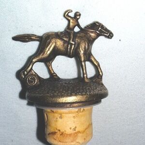 Blanton's "S" Horse & Jockey Bottle Stopper OS Gold Excellent Equestrian